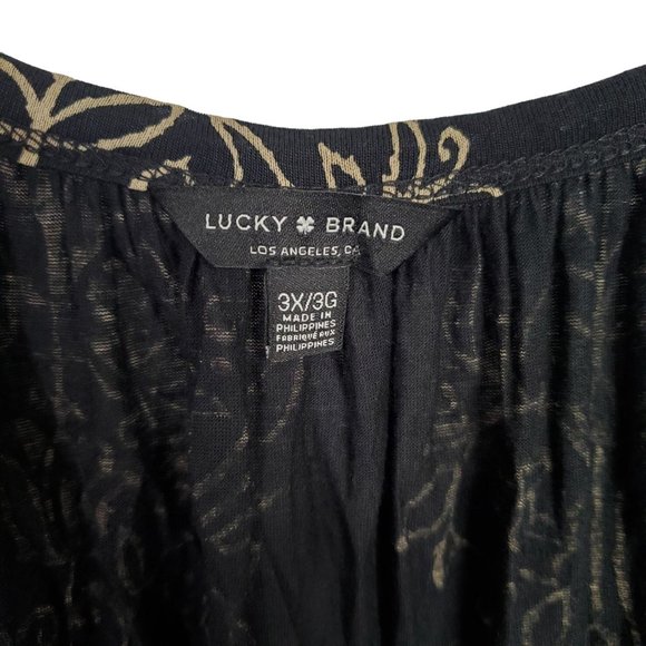 Lucky Brand Size 3X Tunic Blouse Popover Keyhole Puff 3/4 Sleeve Light Flowy - Picture 8 of 11